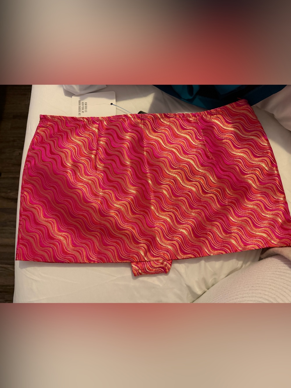 Women’s Pink Metallic Wave Skirt - Picture 2 of 2